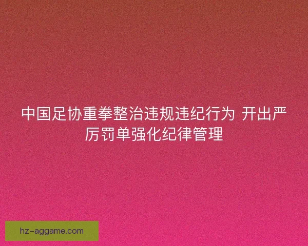 中国足协重拳整治违规违纪行为 开出严厉罚单强化纪律管理 中国足协重拳整治违规违纪行为 开出严厉罚单强化纪律管理