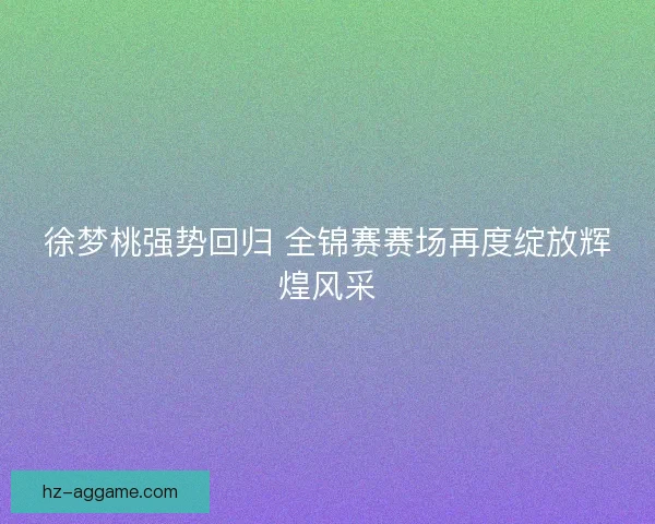 徐梦桃强势回归 全锦赛赛场再度绽放辉煌风采